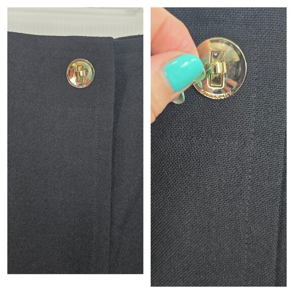 Givenchy Wool Crepe Wrap Midi Skirt Black Gold Turn Lock Hardware Silk 36 NWT - Picture 14 of 14